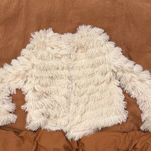 She + Sky Cream Textured Fringe Jacket